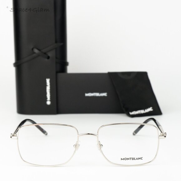 Montblanc Men Eyeglasses Silver Demo Rectangle MB0072O 004 NEW AUTHENTIC